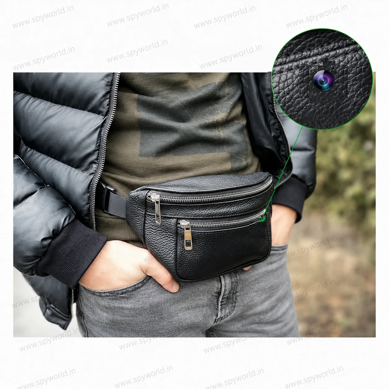 1080P HD WiFi Spy Camera Shoulder Bag, Belt Sling Bag Hidden Camera with Live Monitoring, Motion Detection & 24H Battery