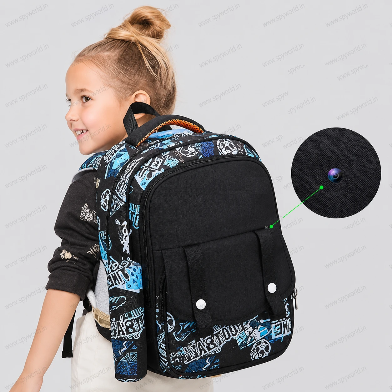 1080P WiFi Camera School Bag with Discreet Lens, On top Lens Hidden Camera School Bag, Live Monitoring, Motion Alert & 32GB Storage