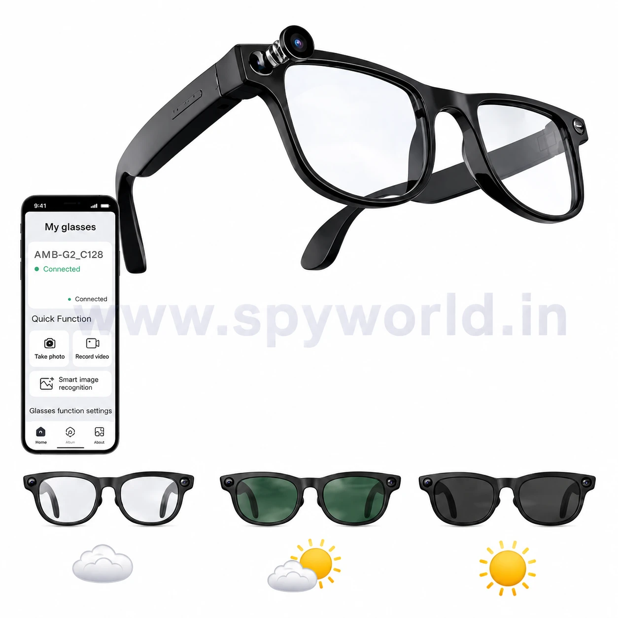 AIMB-G2 AI Smart Camera Glasses 8MP, 1080P HD Video, AI Assistant, WiFi & Bluetooth