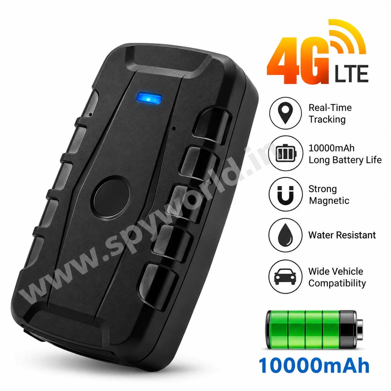 4G Magnetic GPS Vehicle Tracker 10000mAh, Live Audio Monitoring with Real-Time Tracking, Geo-Fence, Vibration Alerts & Long Battery Life