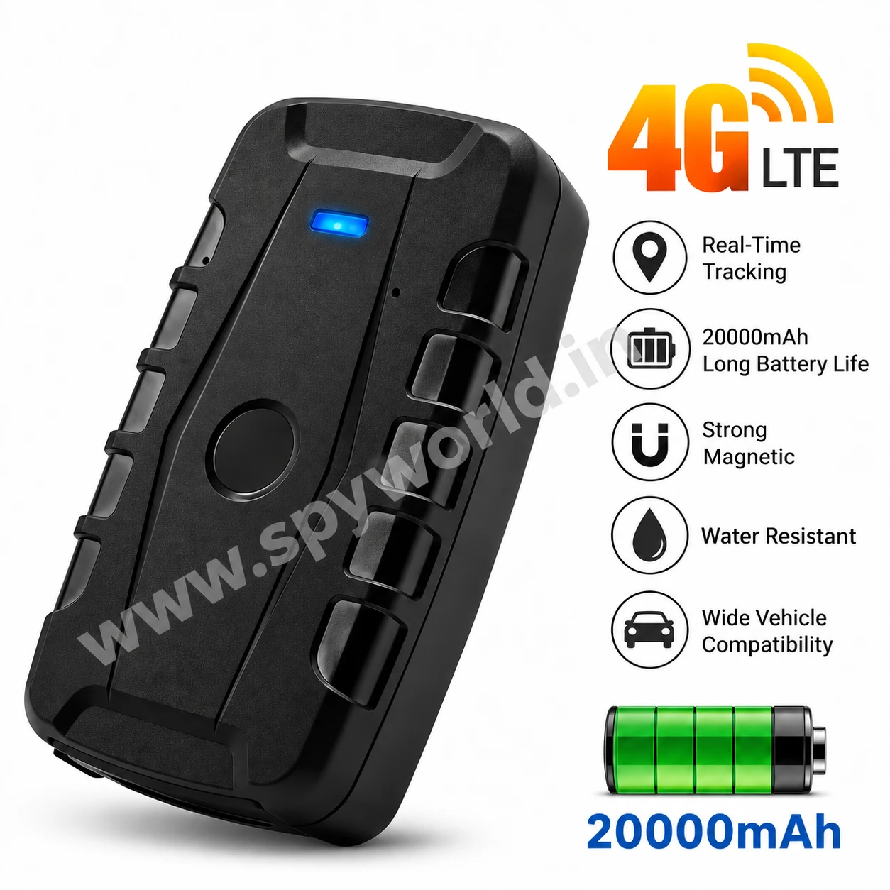 4G Magnetic GPS Vehicle Tracker 20000mAh, Live Audio Monitoring with Real-Time Tracking, Geo-Fence, Vibration Alerts & Long Battery Life