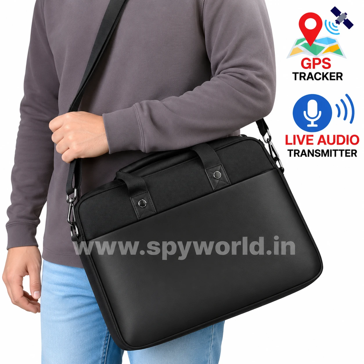 Customized Laptop Bag with GPS Tracker & GSM Audio Communication, Real Time GPS Tracking, Geo-Fence Alerts & 2.5 Days Battery Backup