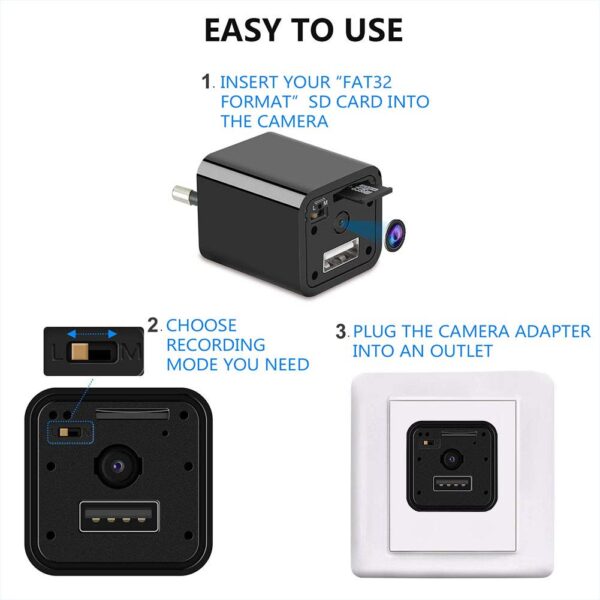 1080P HD Mini USB Wall Charger Hidden Spy Camera 5