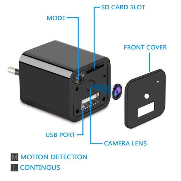 1080P HD Mini USB Wall Charger Hidden Spy Camera 6